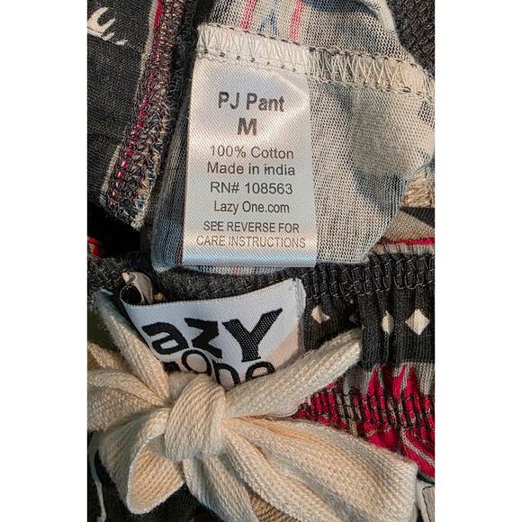 LAZY ONE‎ Mens Moose Pajama Bottoms Sz M Red Gray - Picture 5 of 7